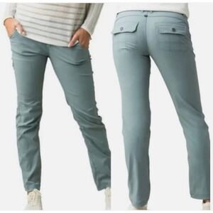 prAna Halle Pant II Hiking Outdoor Roll Up Trousers Green Jasper Teal Size 0